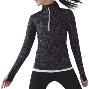 Lululemon Go The Distance 1/2 Zip Thumbhole Butterfly Texture Mink Berry Black 6